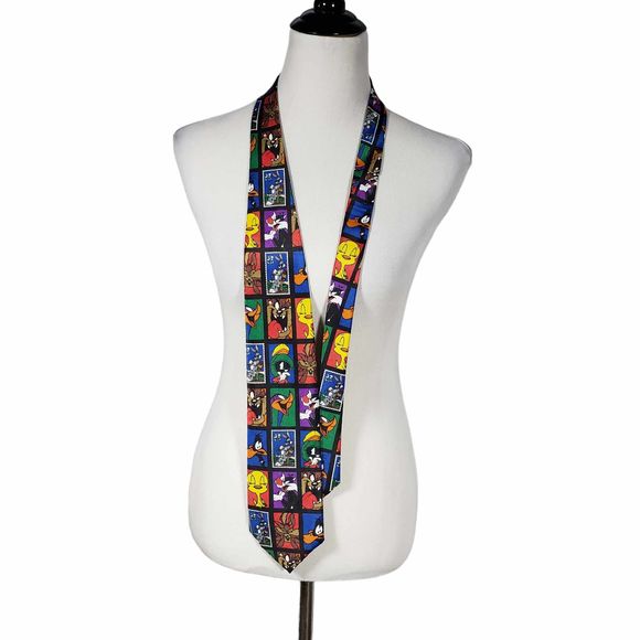 Looney Tunes Stamp Collection Tweety Bird Roadrunner Sylvester Taz Necktie - Picture 2 of 4